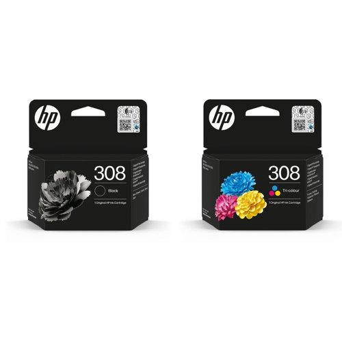 1 Original HP 308 Black & Colour Cartridge Pack (6L6S6UE) (OEM HP 308 Bk/Clr)